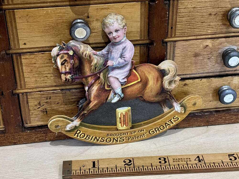 Robinson's Groats Child on Rocking Horse Die-Cut Advertising Trade Card Ephemera c1900s