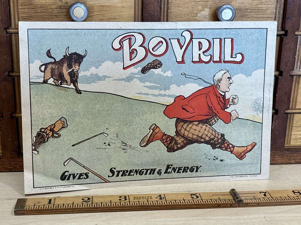 Bovril Golf Image - Strength & Energy Advertising Trade Card /Paper Ephemera c1900s