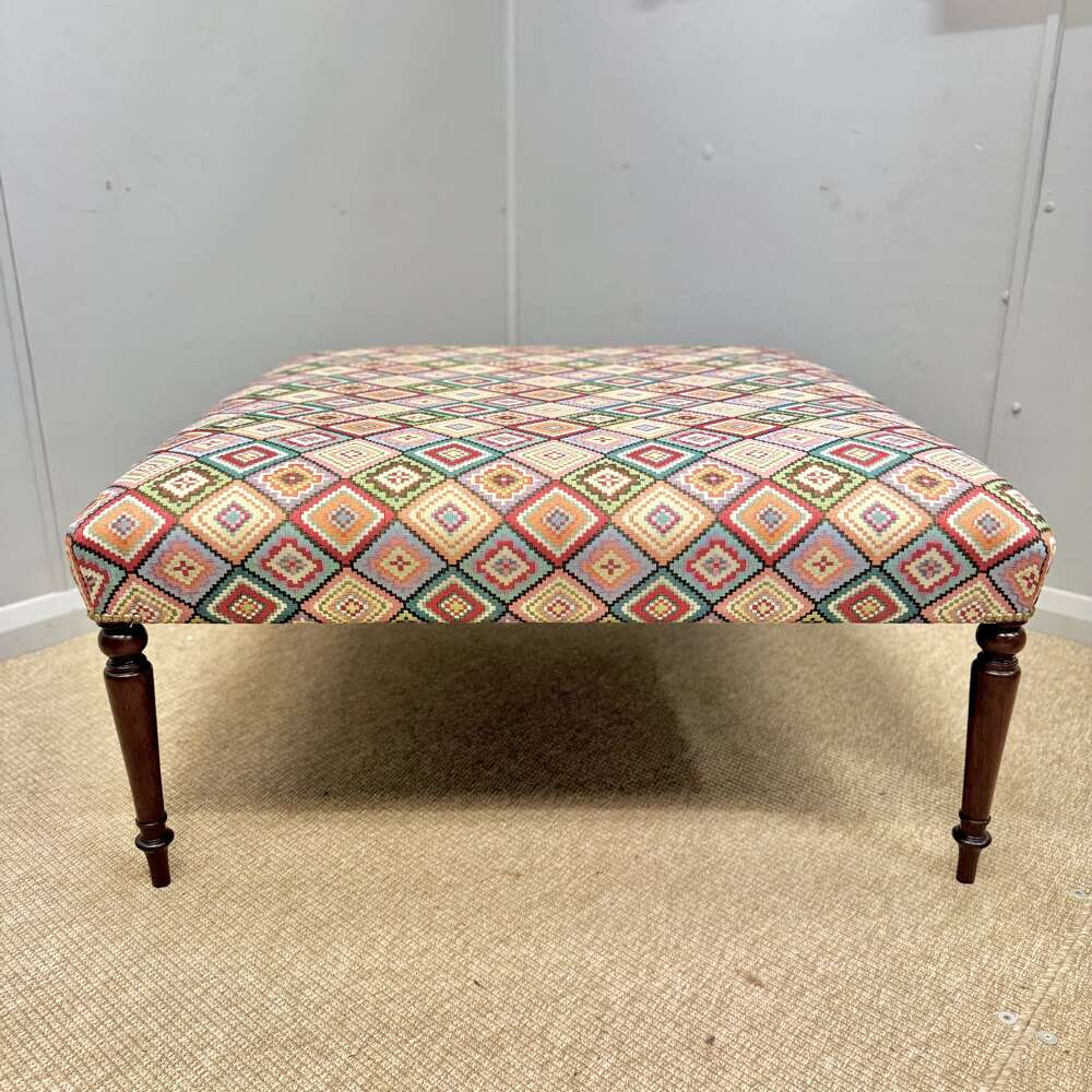 Large Square Footstool In Geometric Pattern