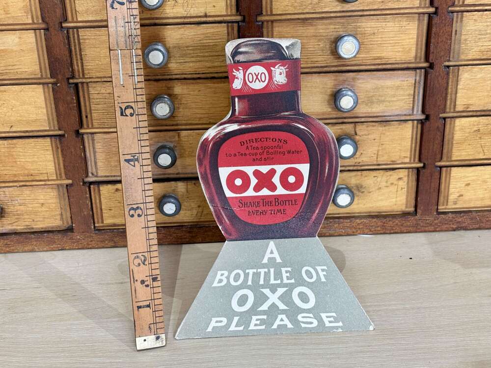 Oxo Bottle Standing Light Card 3D Advertising Sign c1920s