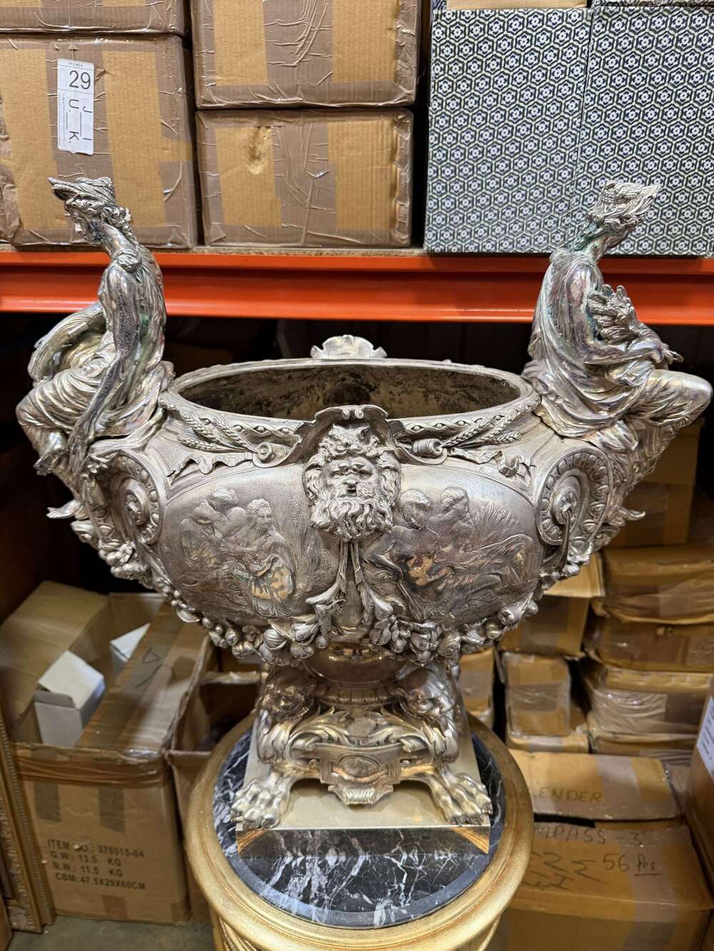 Large silver Plate Centrepiece Classical mythological figures