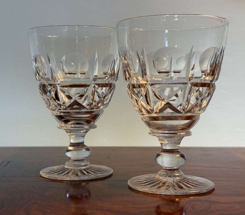 2 Stuart Crystal large Wine Glasses c1930