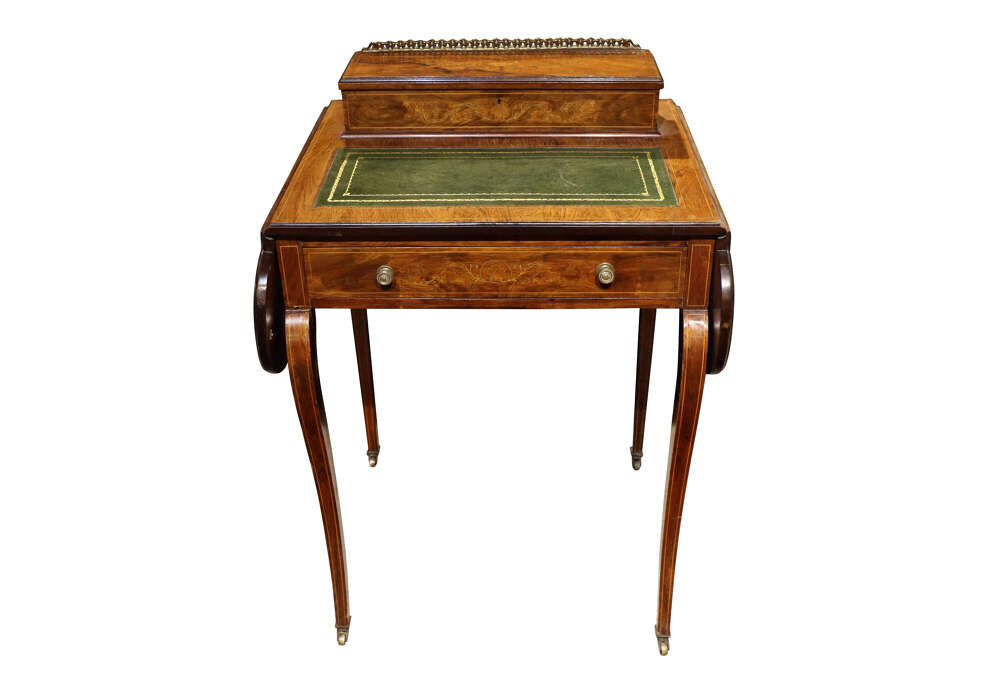 Edwardian Inlaid Rosewood Lady&rsquo;s Writing Table with Fitted Interior, circa 1900