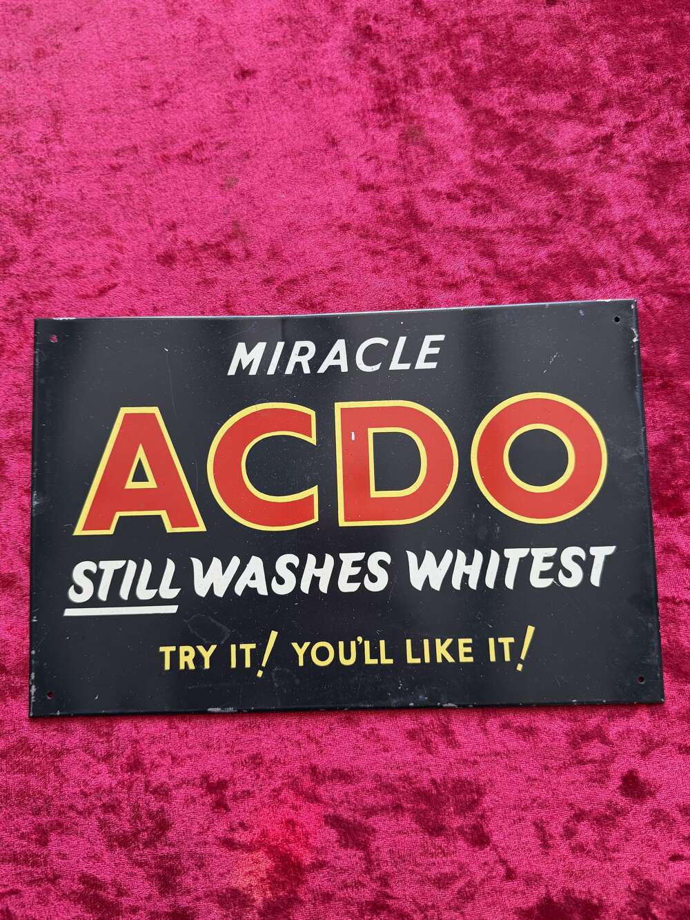 ACDO Soap Powder Tin Sign. Circa 1950