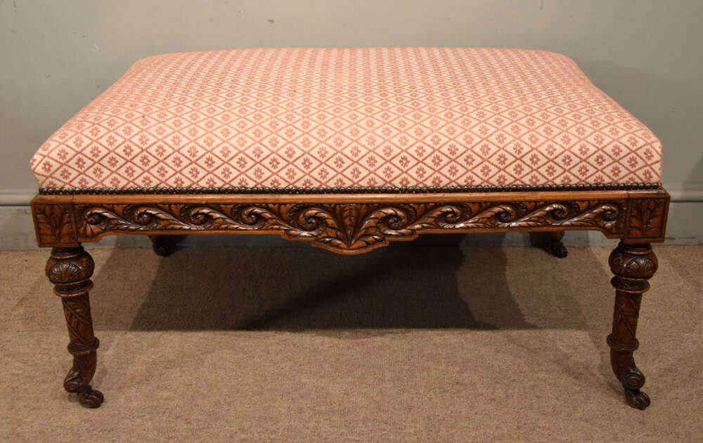Victorian carved rosewood dressing stool