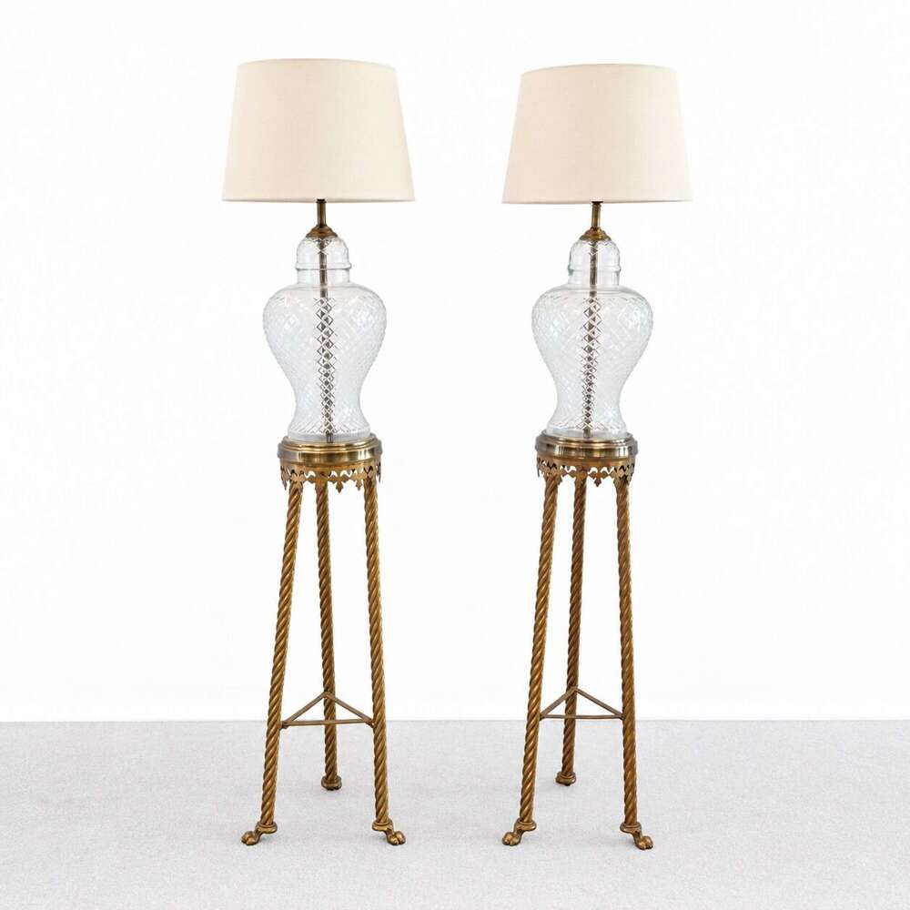 Pair of Ecclesiastical Gothic Brass Stands