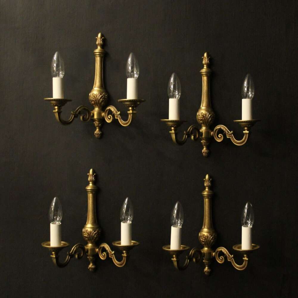 French Set Of 4 Gilded Brass Wall Lights