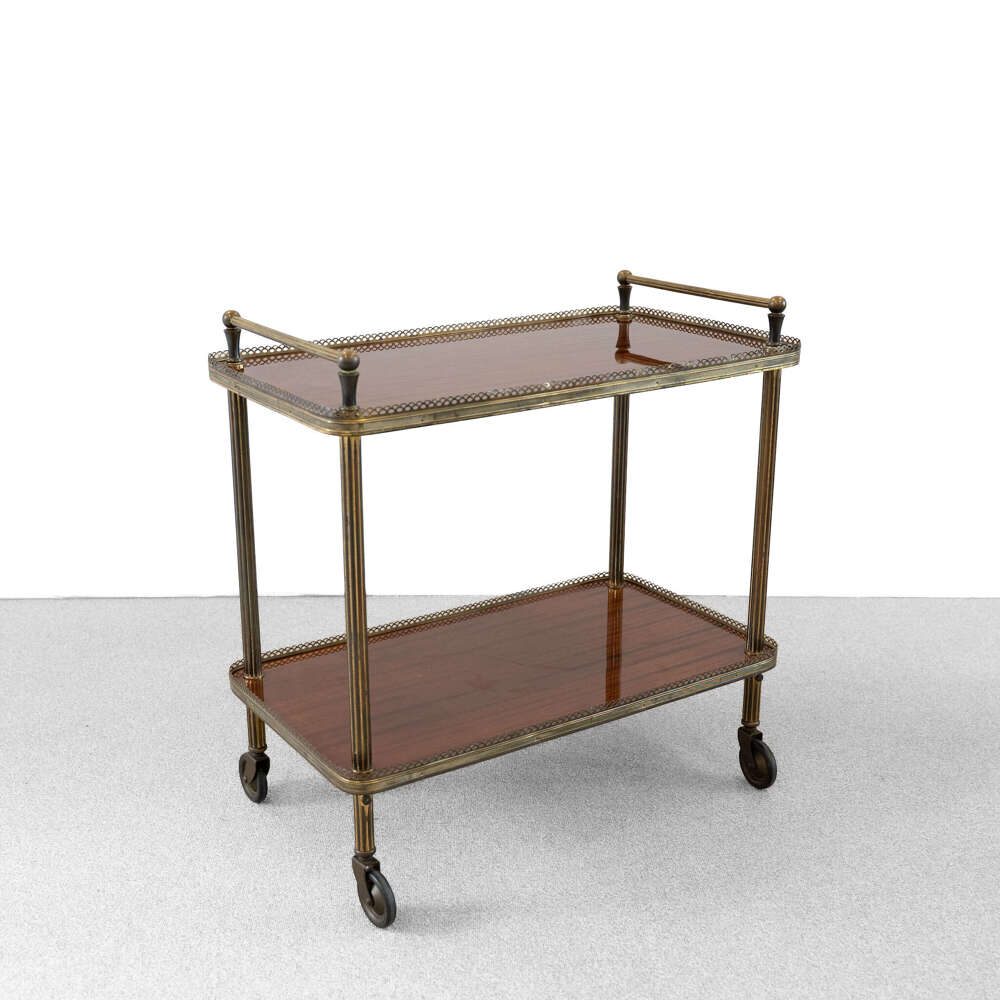 1950's Rosewood and Brass Drinks Trolley