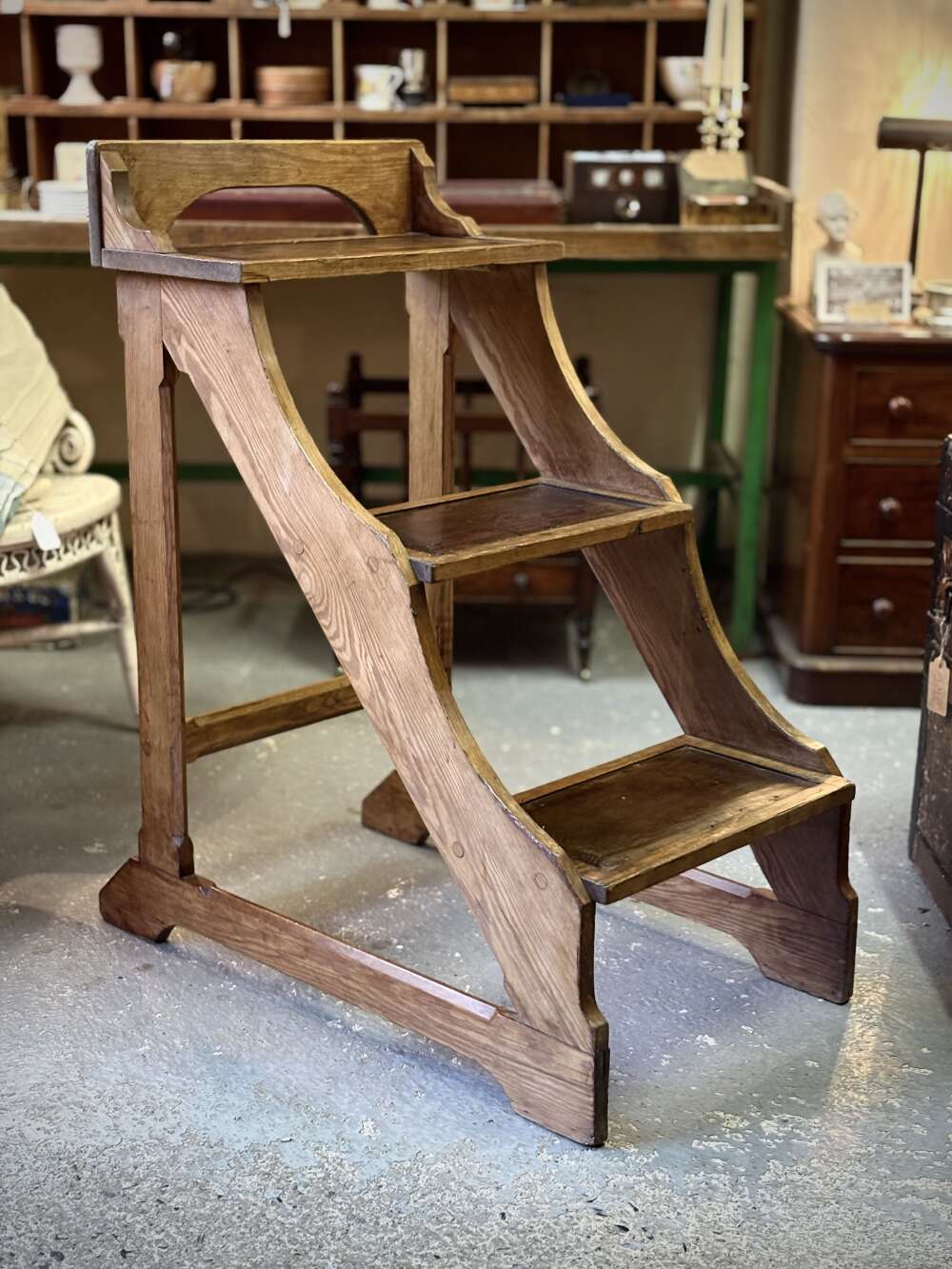 Victorian Pitch Pine Library Steps