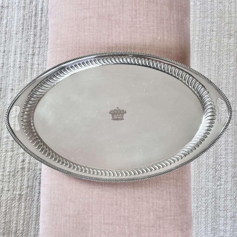 Fine Victorian Elkington Silver Plated Serving Tray 1893