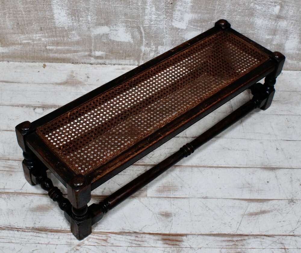 Antique Oak Rattan Stool