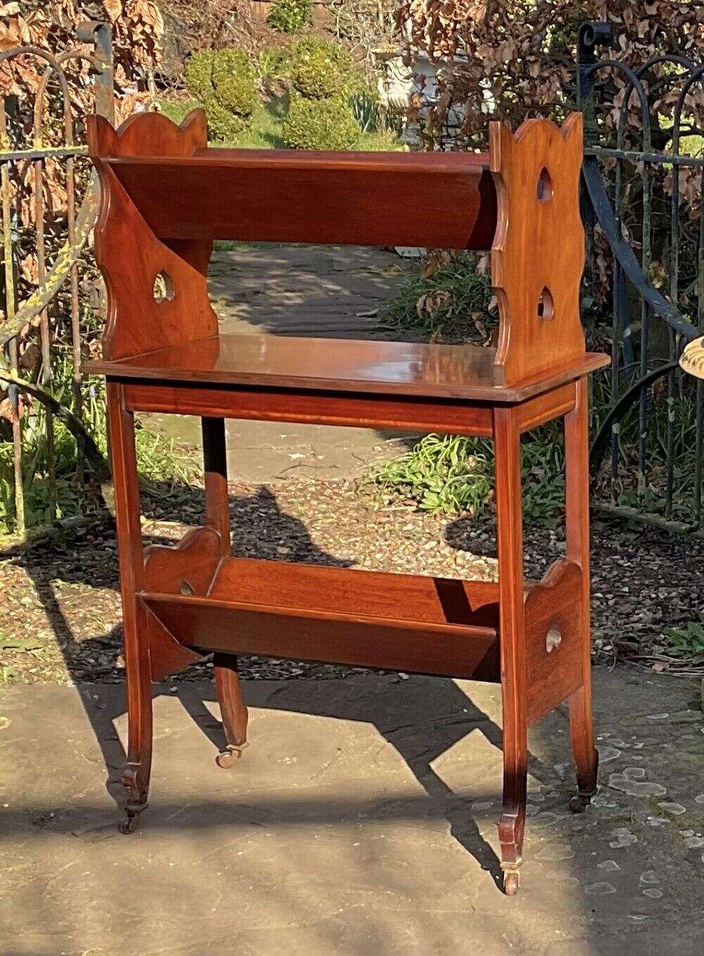 Fine Inlaid Mahogany Book Trough C1910