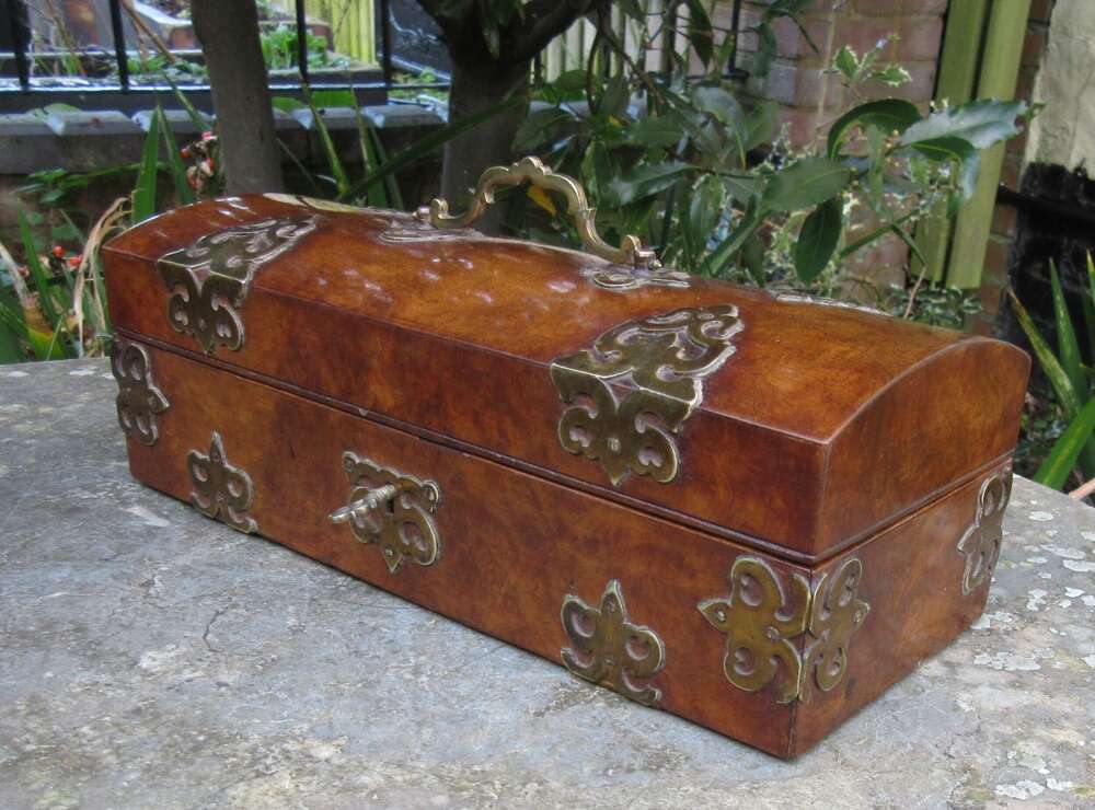 Walnut Domed Brass Bound Box C1860