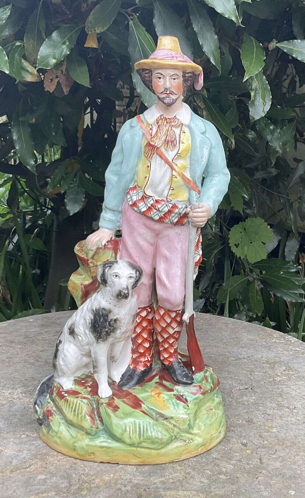 Large Staffordshire Huntsman & His Dog Figure C1880