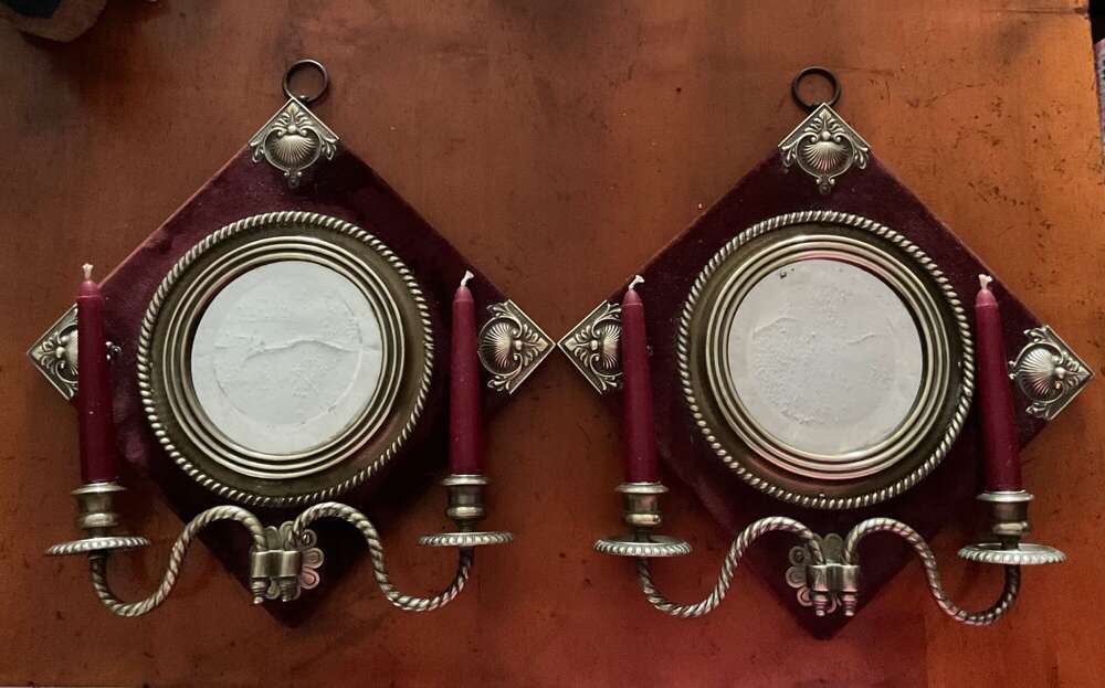 Fine Pair English Girandole Antique Mirrors 1885