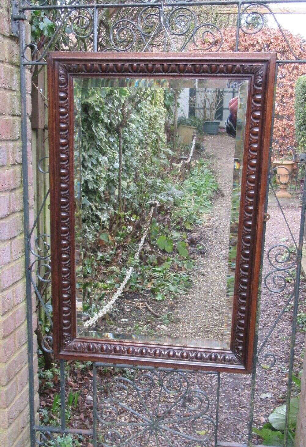 Victorian Oak Egg & Dart Wall Antique Mirror