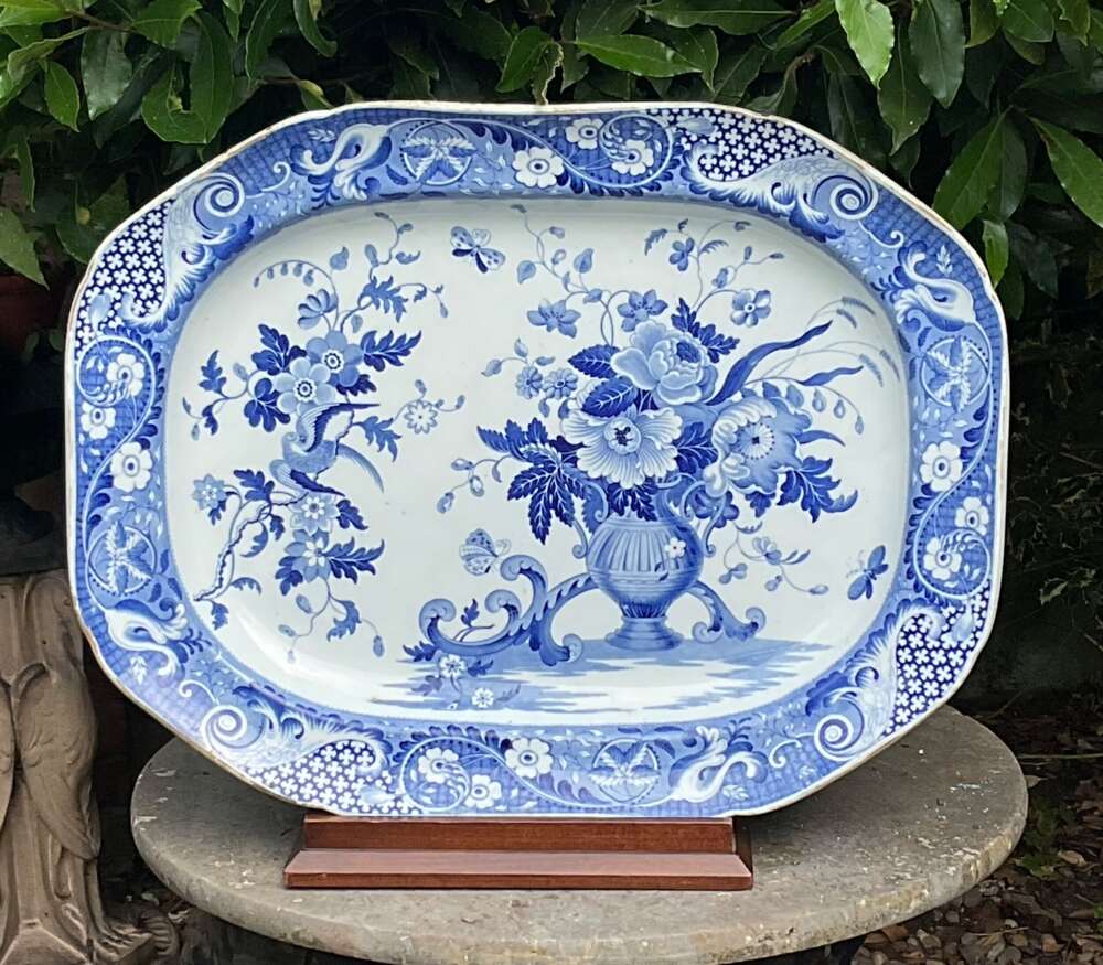 Georgian Staffordshire Lovick's Pattern Blue & White Serving Plate C1830