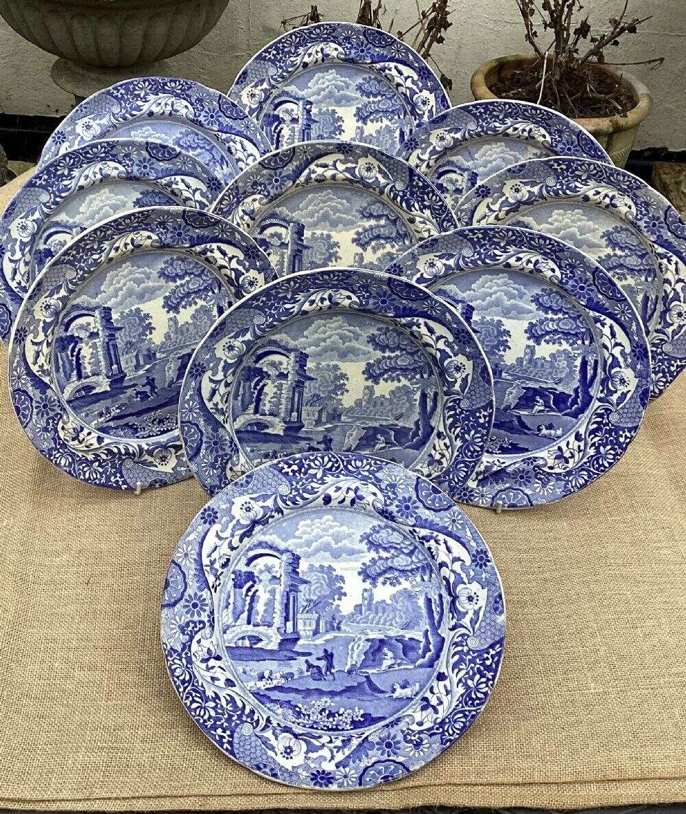 Ten Georgian Spode Italian Pattern Plates C1830