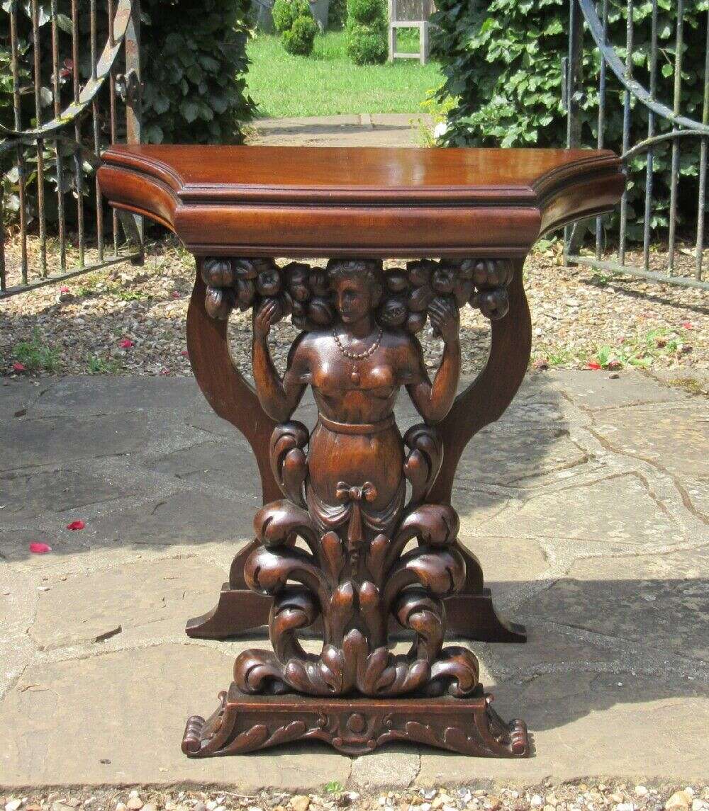 Italian Carved Walnut Pier Lamp Table