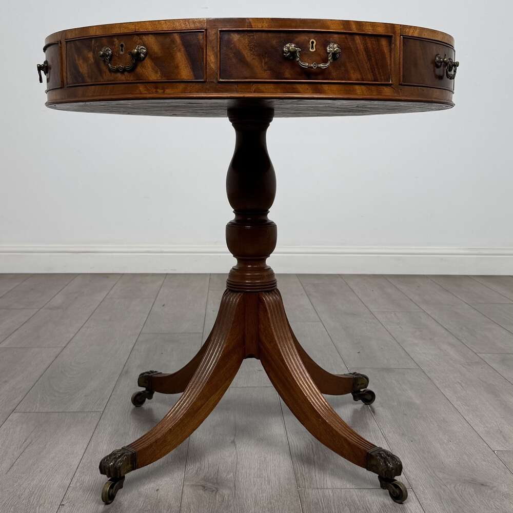  Antique 20th Century Small Regency Style Drum Table 