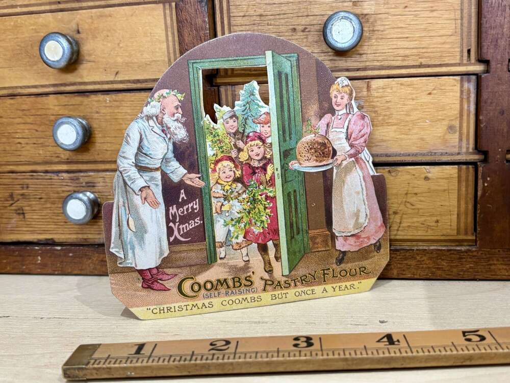 Early Coombes Christmas Childen Die Cut Advertising Trade Card Ephemera c1900s