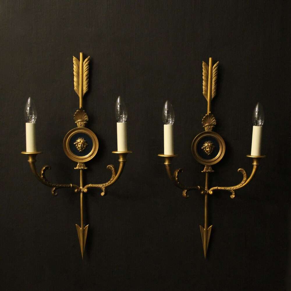 French Gilded Bronze Twin Arm Wall Lights