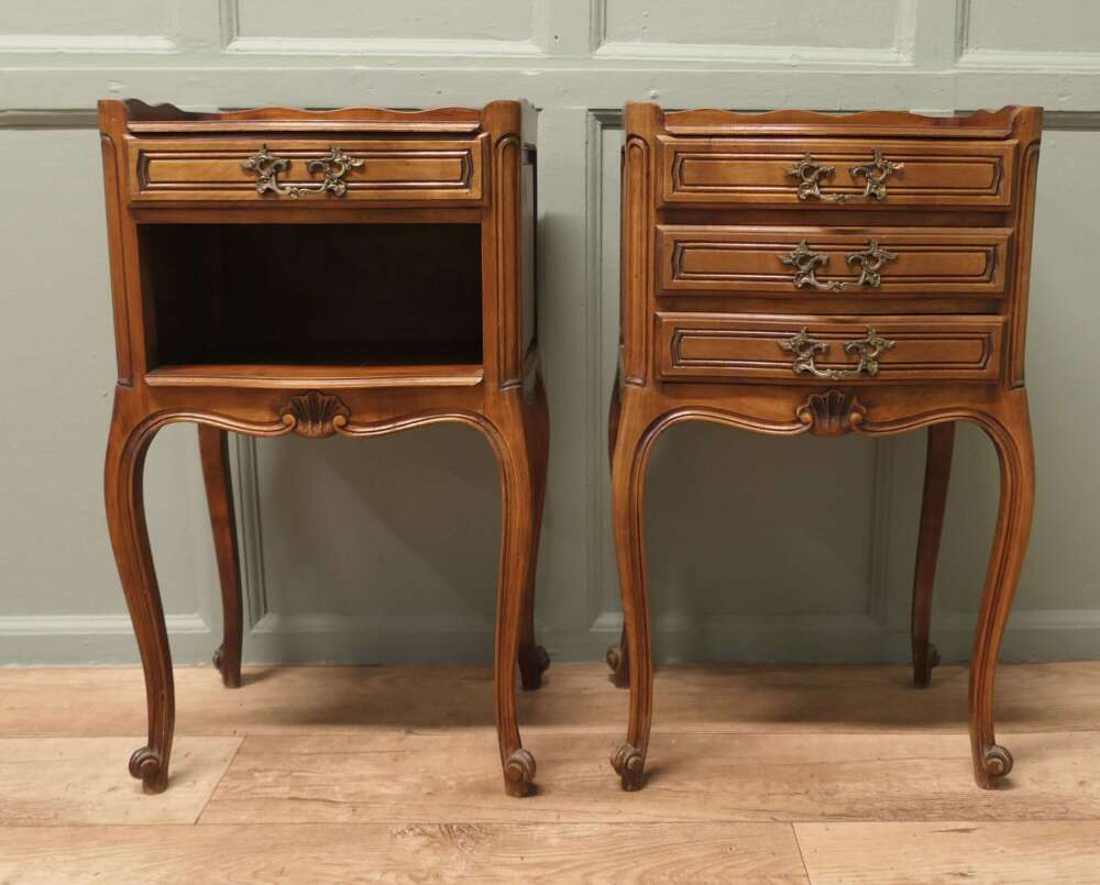 Pair of French Cherry Wood Bedside Chevets or Lockers  This is a pretty pair of cabinets o