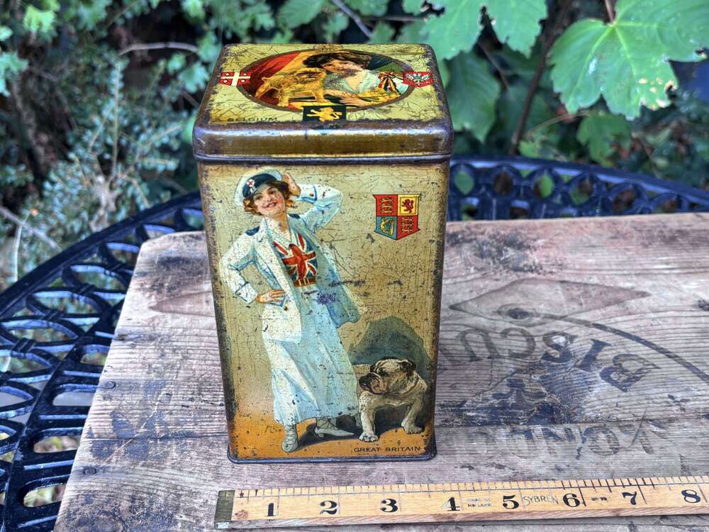 Ladies of Europe Victorian Biscuit Tin c1900s (1)