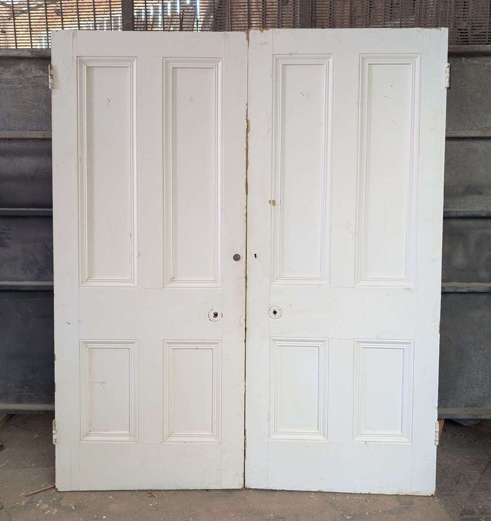 DP0580 PAIR OF RECLAIMED VICTORIAN PAINTED PINE DOORS INT / EXT