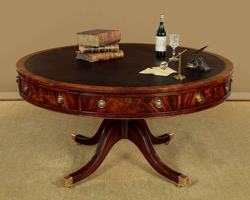 Pedestal Library Drum Table