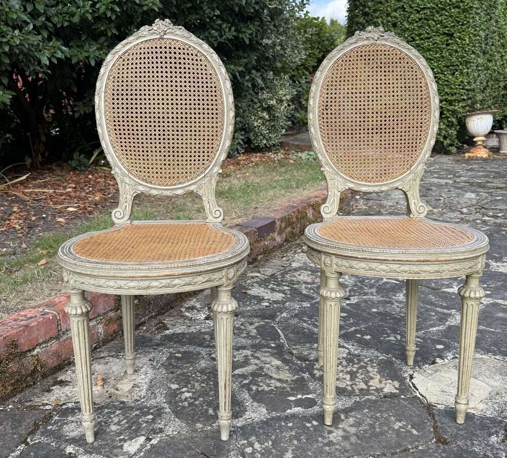 Pair of painted side chairs