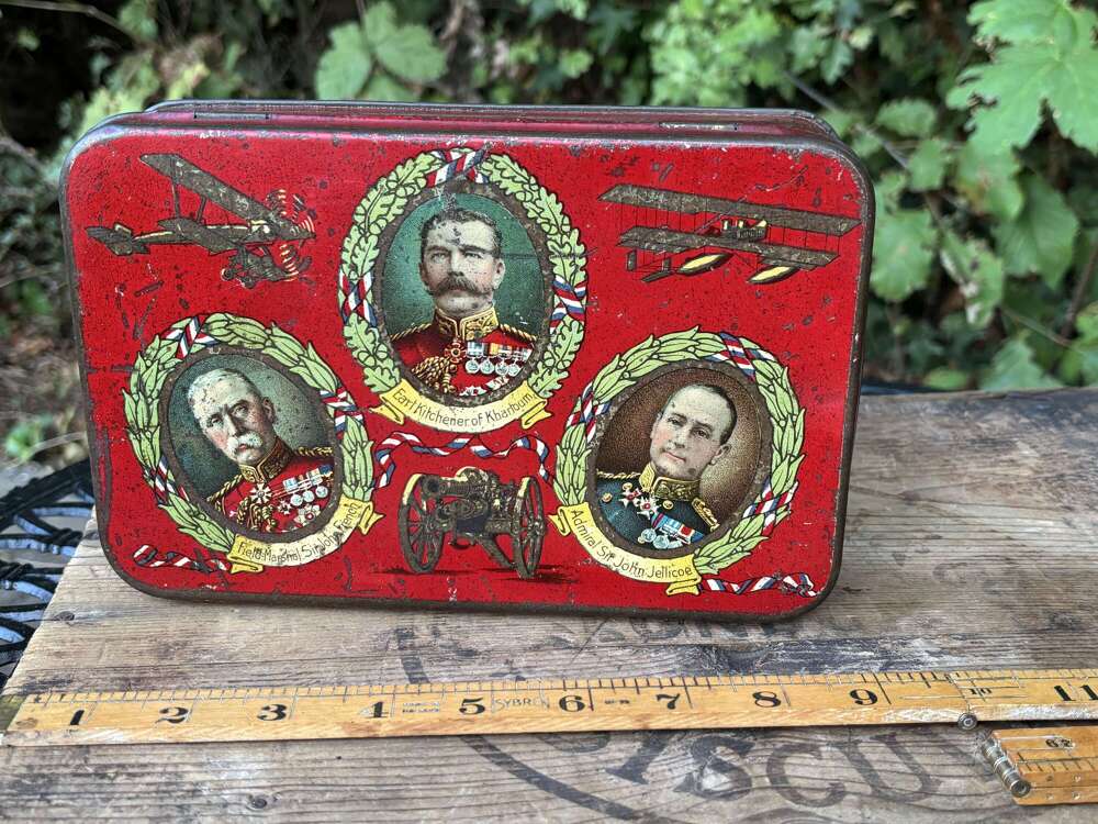 Halton&rsquo;s WW1 Kitchener Biplane War Time Toffee Tin c1930s