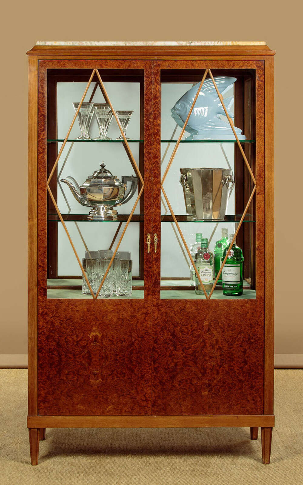 Amboyna Art Deco Display Cabinet C.1930