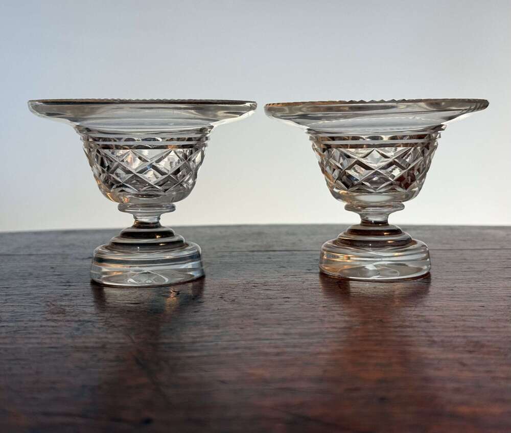 2 Crystal Salt Cellars by F Stuart & Sons c1910