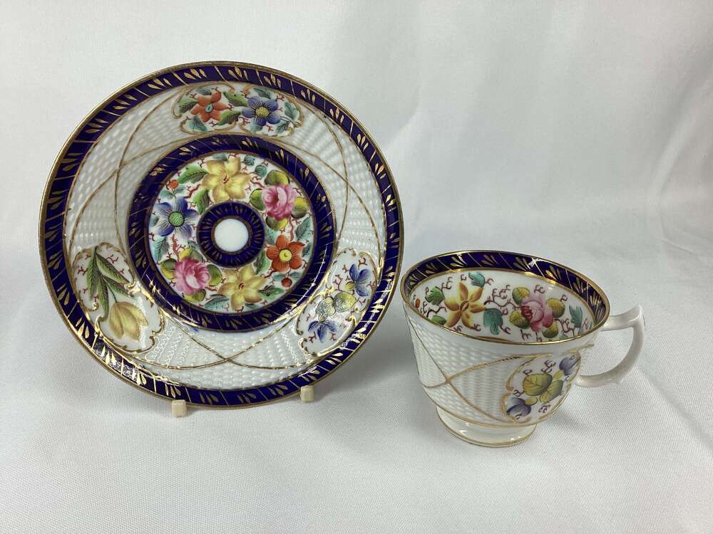 NEW HALL BASKET WEAVE CUP AND SAUCER