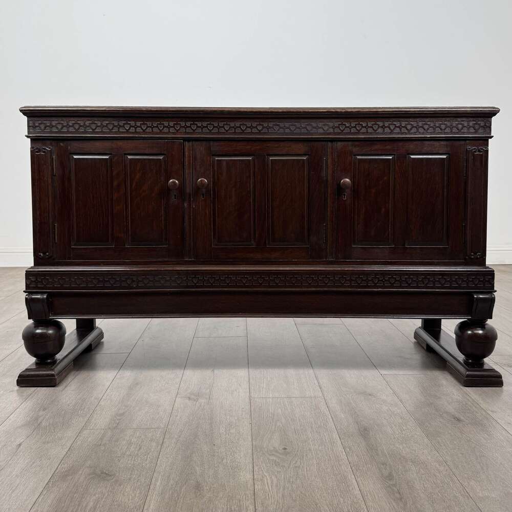 Antique Edwardian Oak Cupboard | Turned Legs | Af-6564