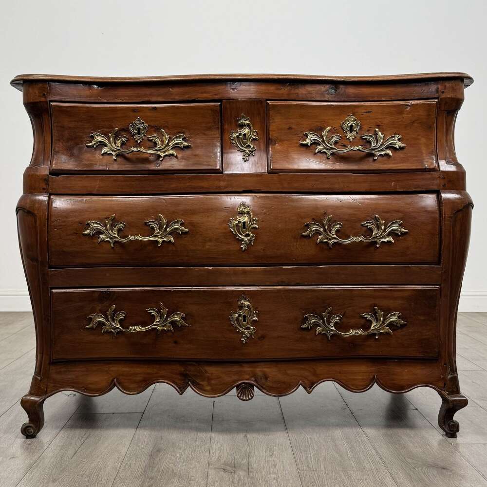 Antique French Louis Xv Cherry Bombe Chest Of Drawers | 18th Century | Af-6598