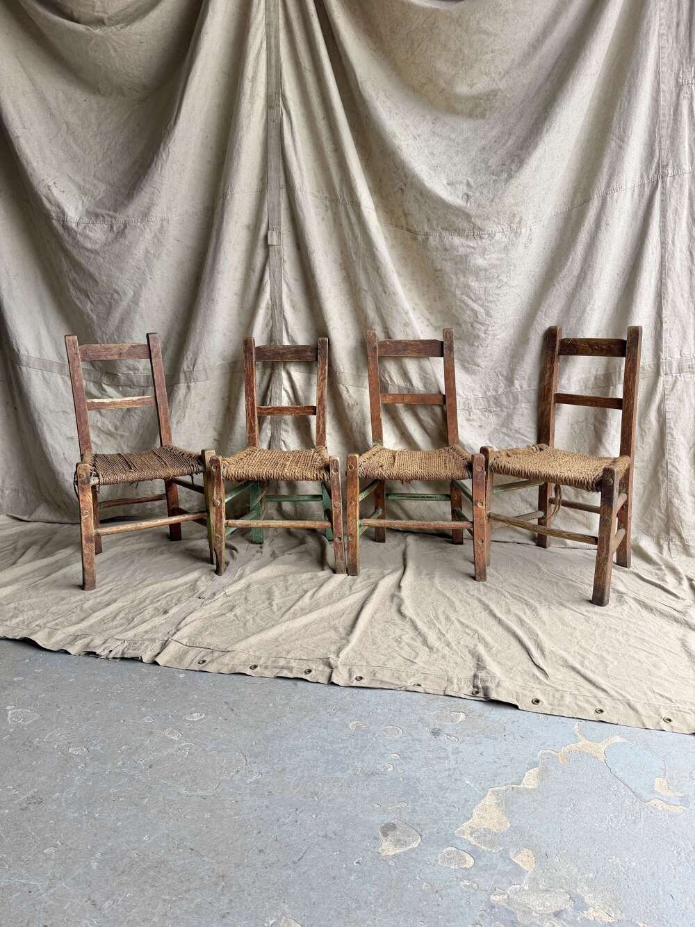 A rare set of four 19th century antique Irish Sugan chairs