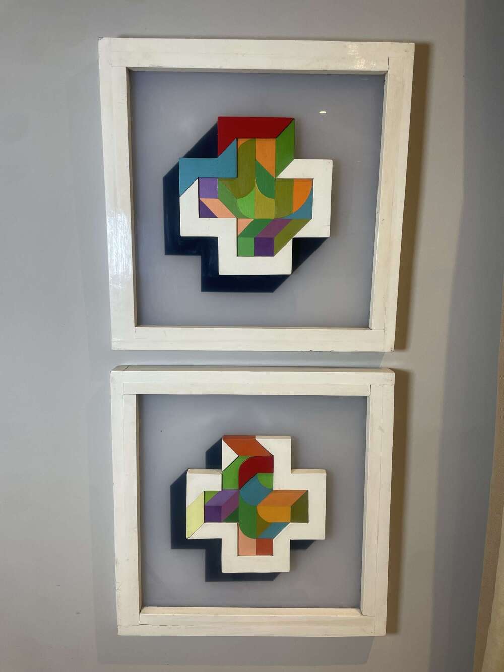 Pair of framed Abstract mosaics mounted on acrylic