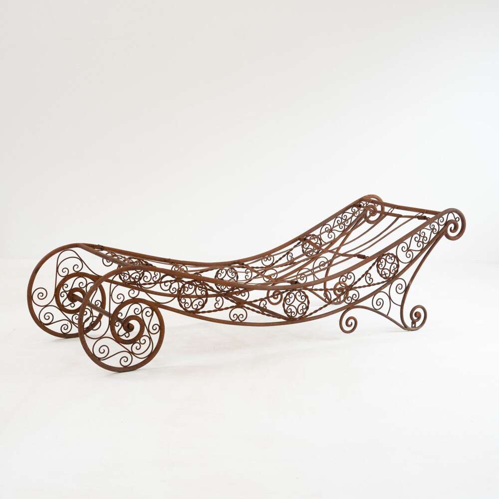 19th Century French Wrought Iron Garden Daybed