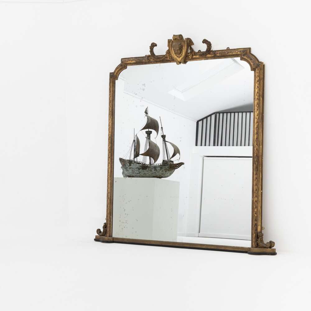 Very Large Victorian Giltwood Antique Mirror