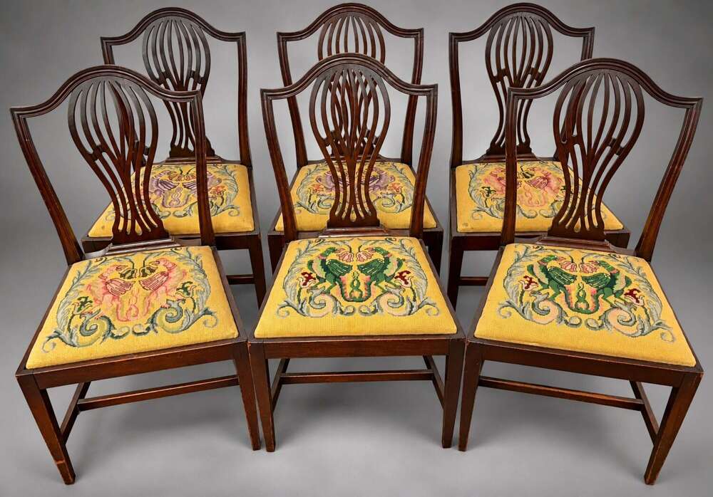 Set of Six Hepplewhite-Style Antique Dining Chairs