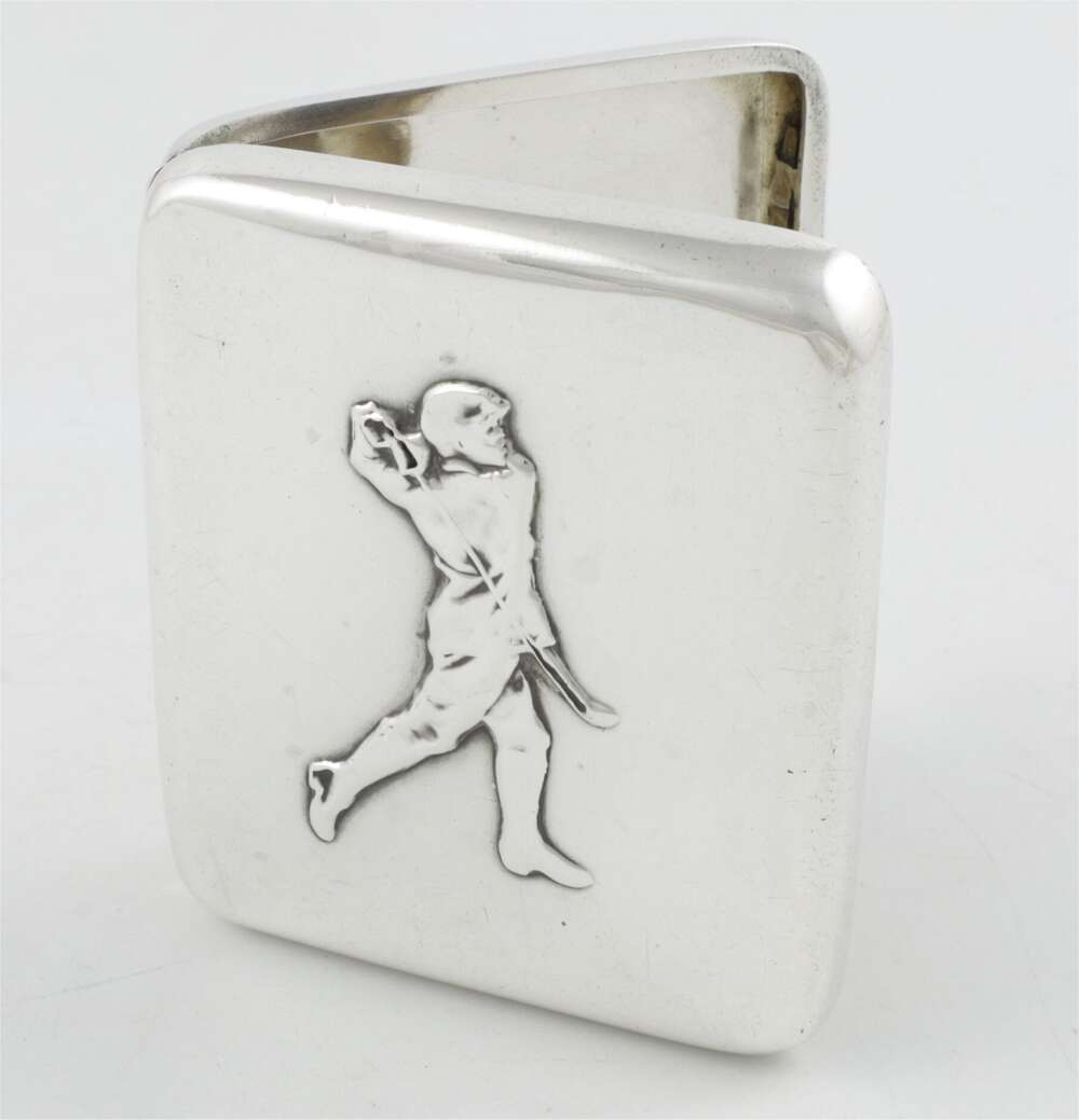 Silver Golf Cigarette Case. Stillorgan Golf Club. Sampson Mordan. 1908.