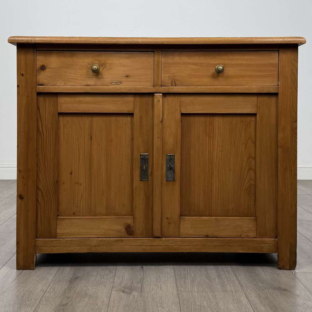 Antique Victorian Pine Cupboard | Two Drawers Over Panelled Doors | Af-6713