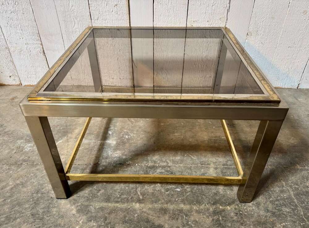 Quality Chrome & Brass Mid Century Coffee Table