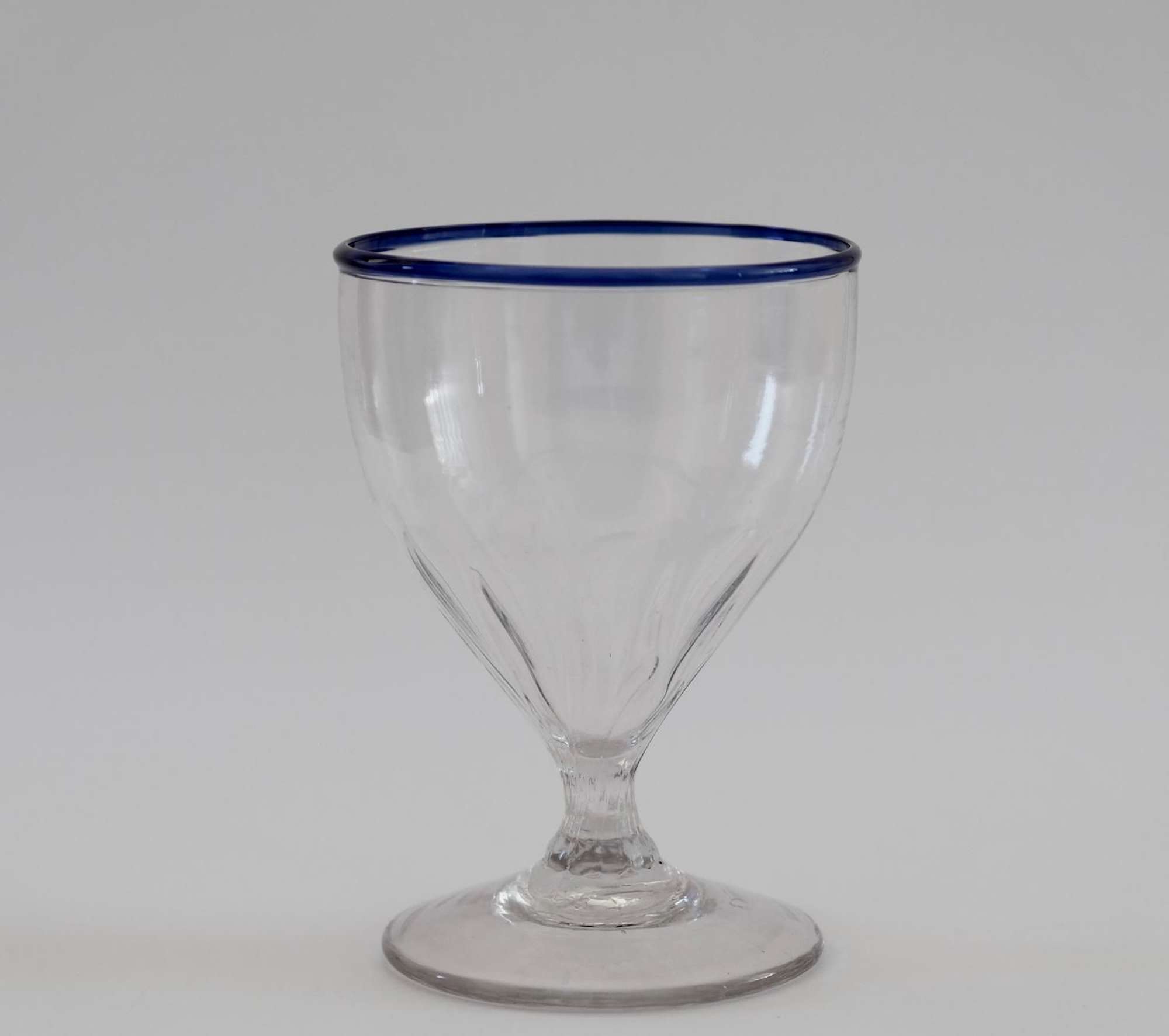 Antique glass - rummer with applied blue rim C1800