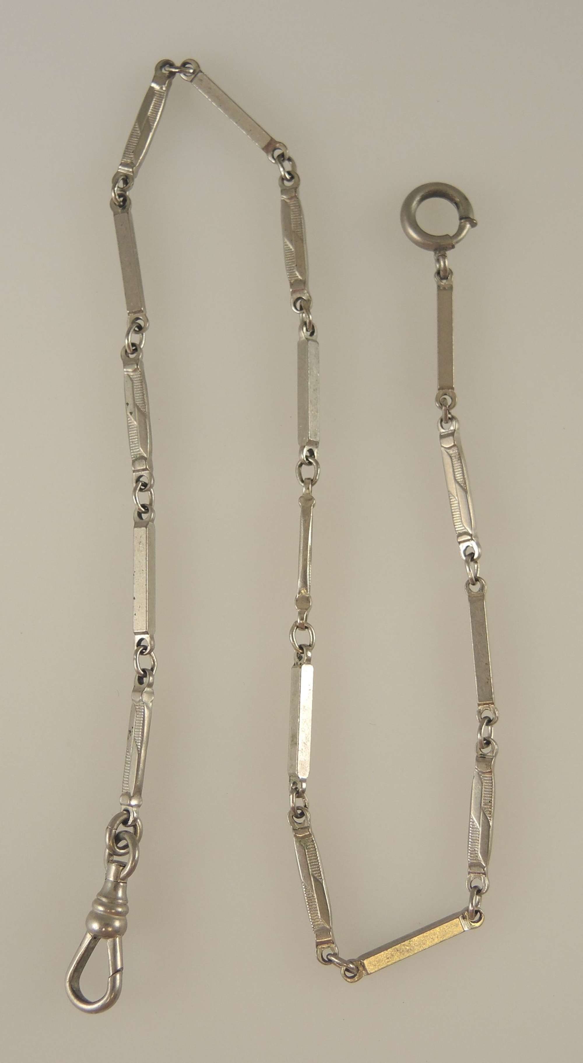 Fancy White gold filled watch chain c1910