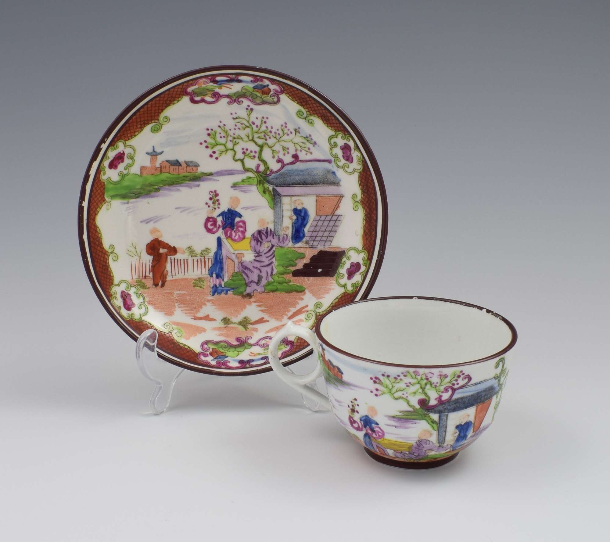 Miles Mason Porcelain Boy At The Door Pattern Tea Cup & Saucer