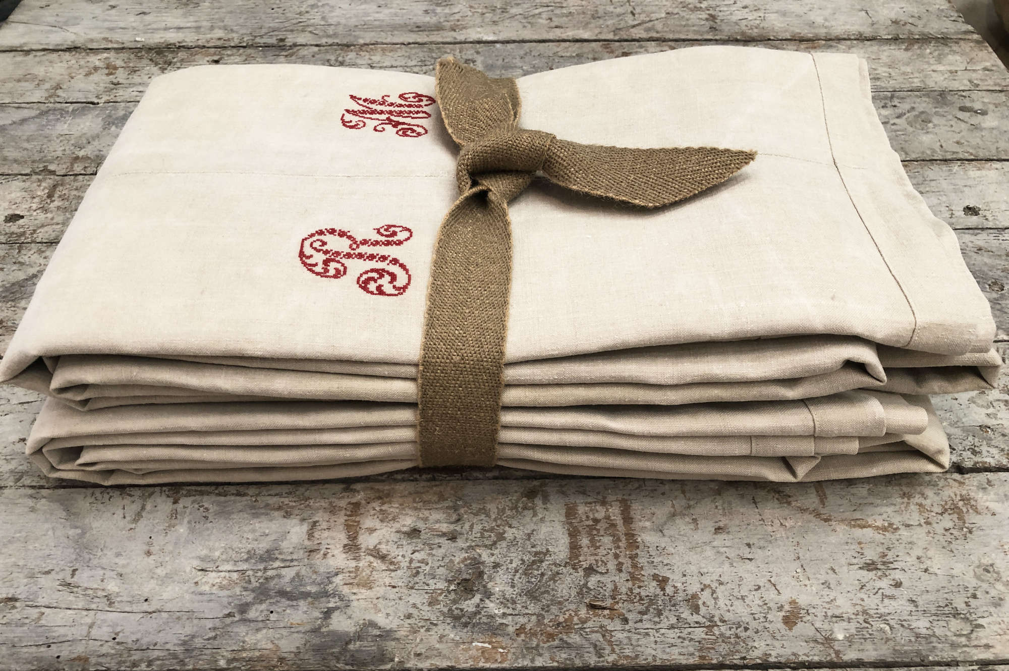 Pair old French Linen Sheets circa 1900