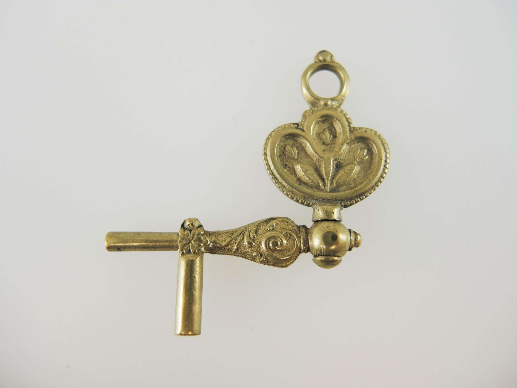 Unusual Early gilt double ended Crank pocket watch Key c1750